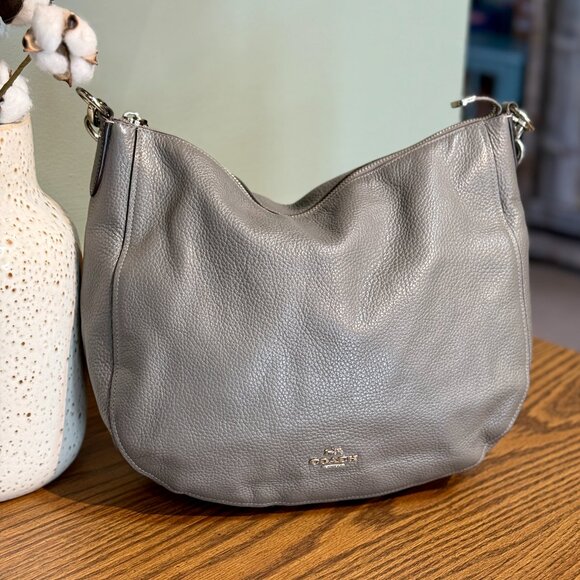 Coach Handbags - COACH Gray Pebbled Leather Shoulder/Hobo Bag